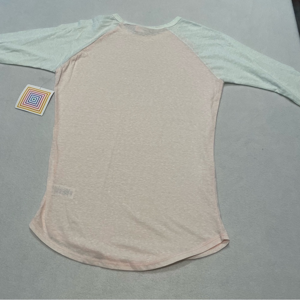 LuLaRoe Randy shirt, powder pink and white color block, XS, NWT - Picture 7 of 7